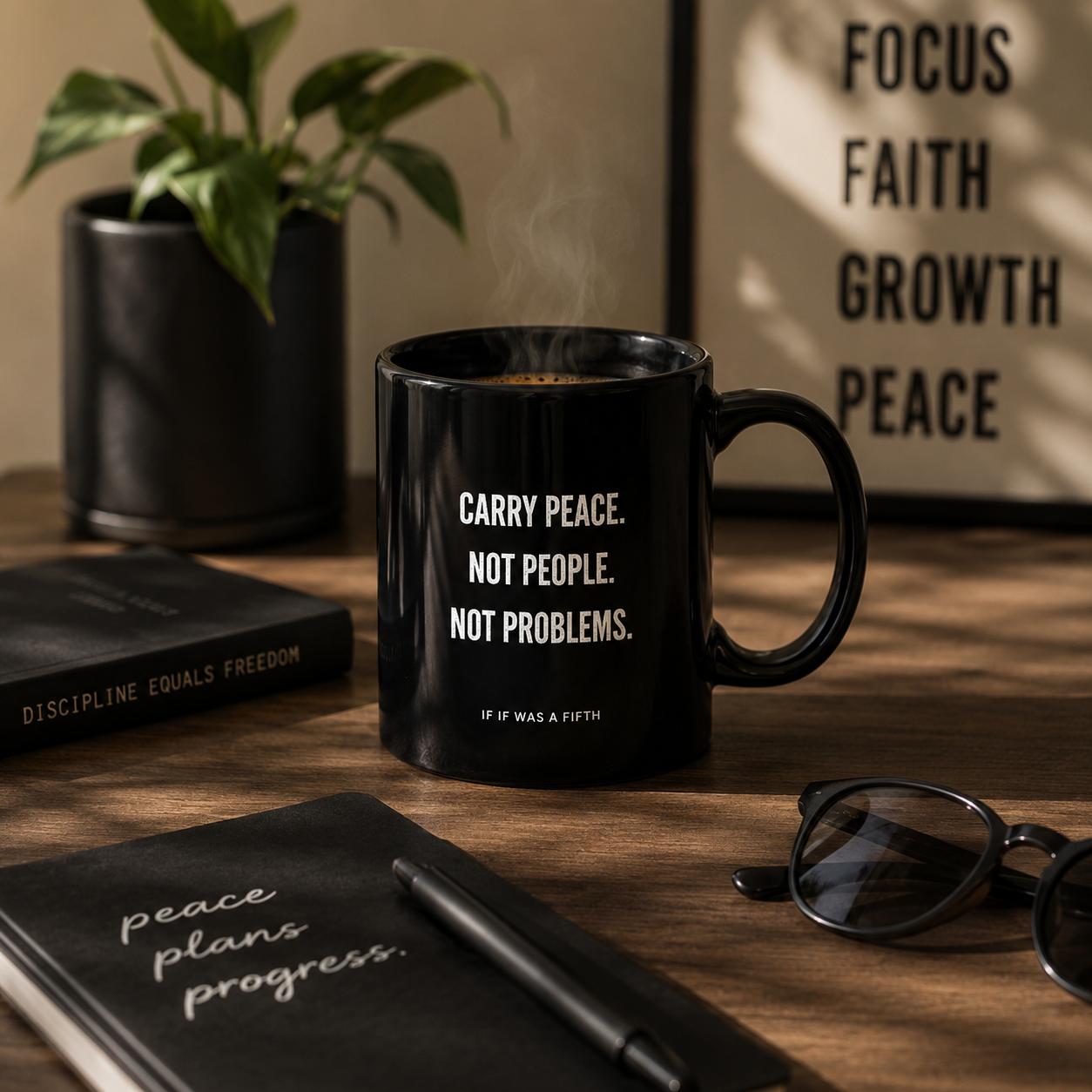 Carry Peace Black Glossy Mug