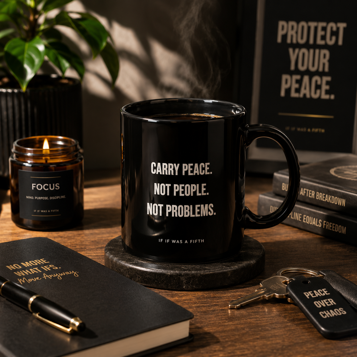 Carry Peace Black Glossy Mug